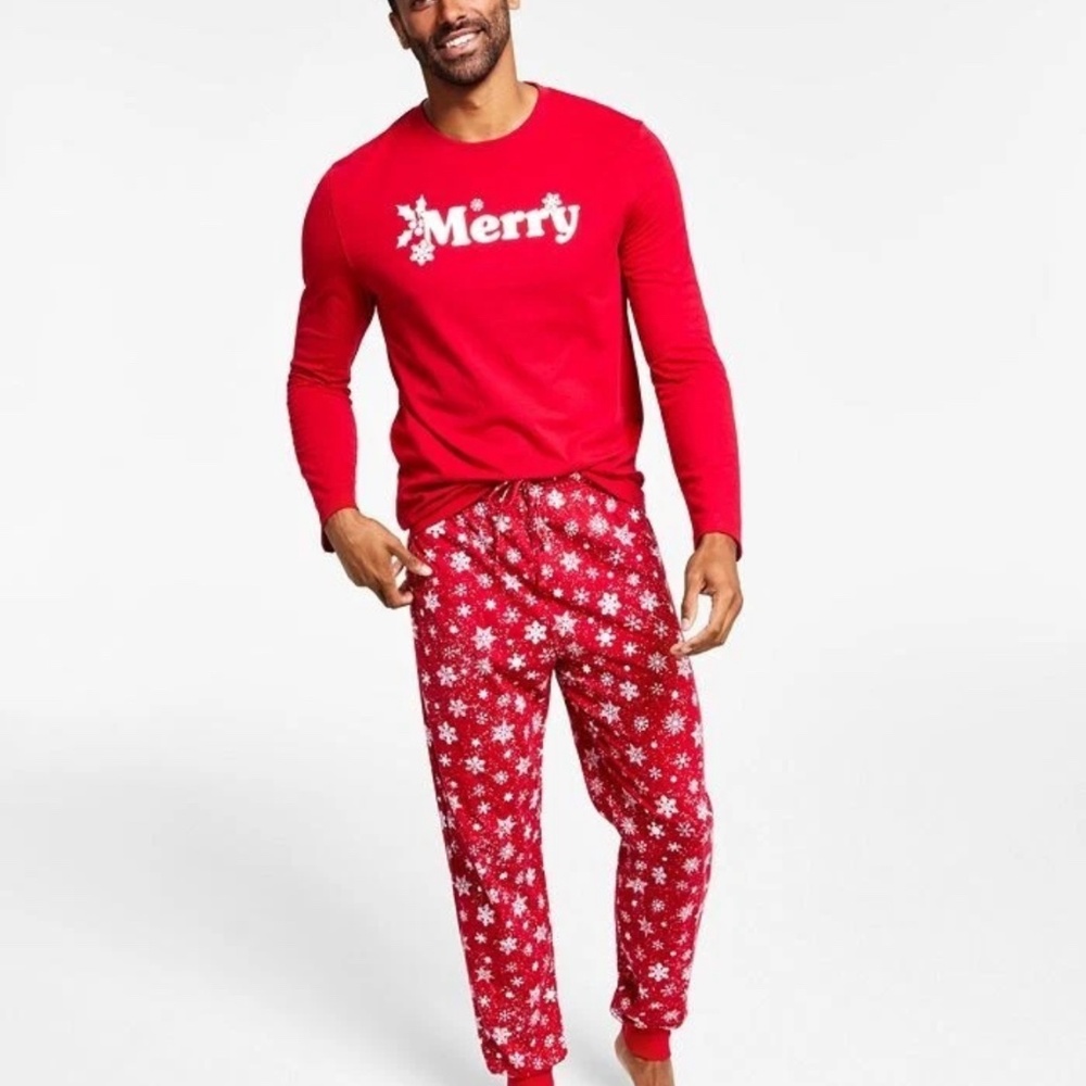Men’s Holiday Christmas Brinkley Plaid Red 2 Piece Pajama Set Small
